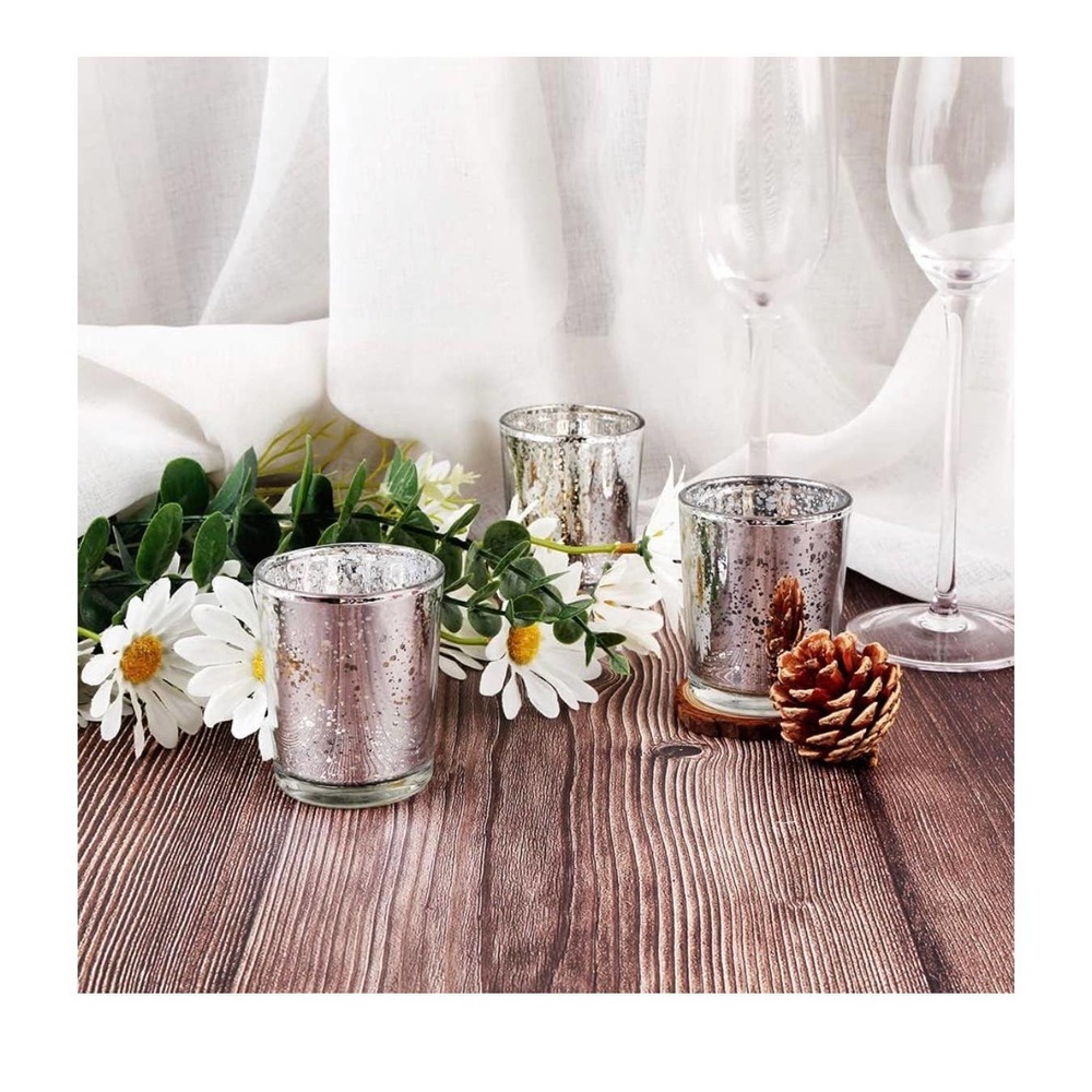 Silver Mercury Glass Tea Light Holders Set of 6 - - Picture 5 of 8